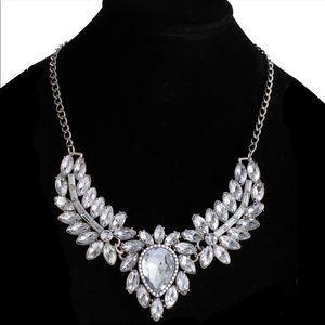 Silver Crystal Sparkle Statement Necklace